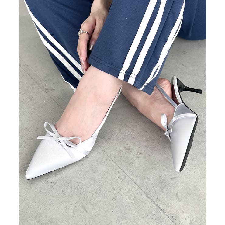 ポインテッドトゥリボンヒールパンプス[品番:OUTW0000392 ポインテッドトゥリボンヒールパンプス[品番:OUTW0000392