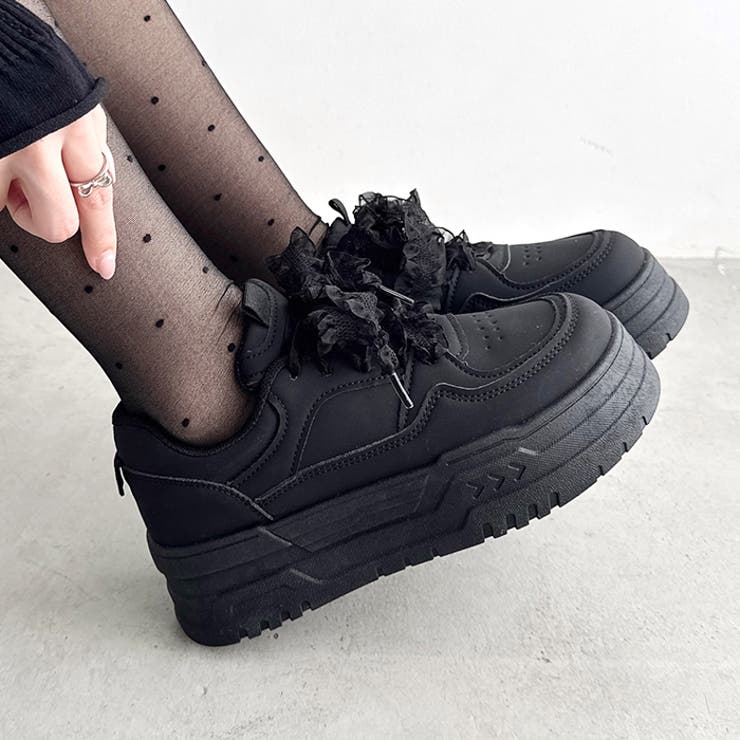 【靴紐2種SET】フリルリボン厚底スニーカー | Outfitter lab | 詳細画像13 