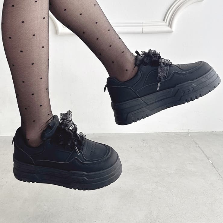 【靴紐2種SET】フリルリボン厚底スニーカー | Outfitter lab | 詳細画像14 