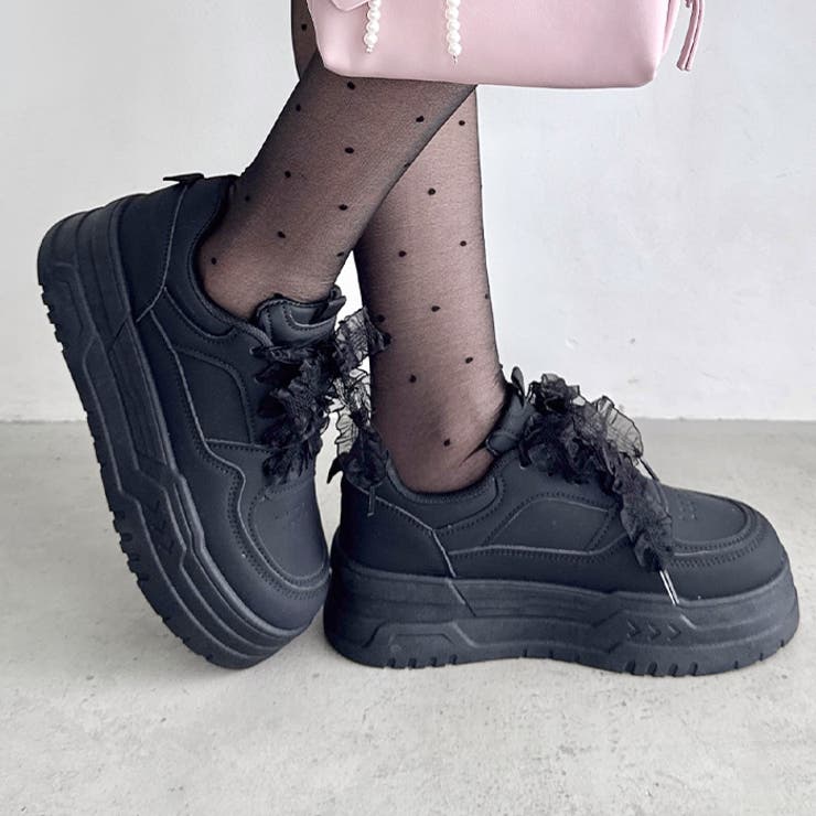 【靴紐2種SET】フリルリボン厚底スニーカー | Outfitter lab | 詳細画像15 