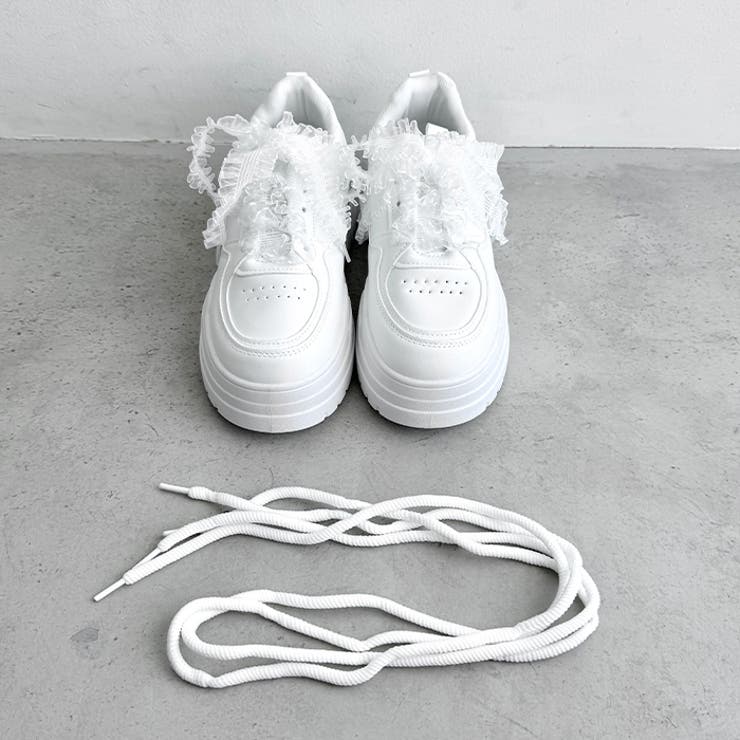 【靴紐2種SET】フリルリボン厚底スニーカー | Outfitter lab | 詳細画像18 