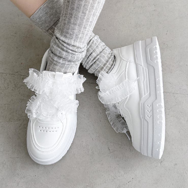 【靴紐2種SET】フリルリボン厚底スニーカー | Outfitter lab | 詳細画像8 