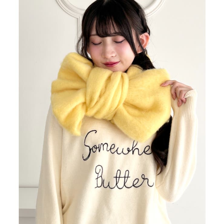 イエロー | ふわふわボリューム太フリンジマフラー | Outfitter lab