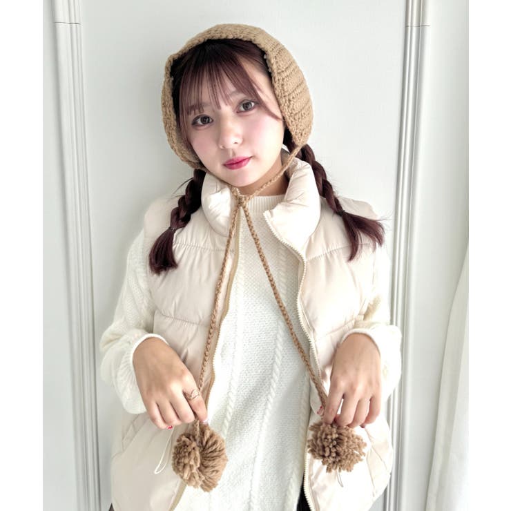 ブラウン | 【5色展開】ポンポンリボンニットイヤーマフ | Outfitter lab