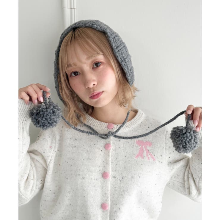 グレー | 【5色展開】ポンポンリボンニットイヤーマフ | Outfitter lab