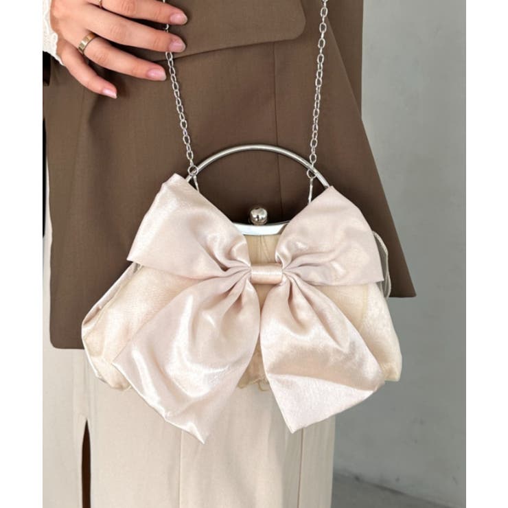 ピンクベージュ | リボンモチーフ2WAYバッグ パーティーパーティーバッグ 結婚式 | Outfitter lab