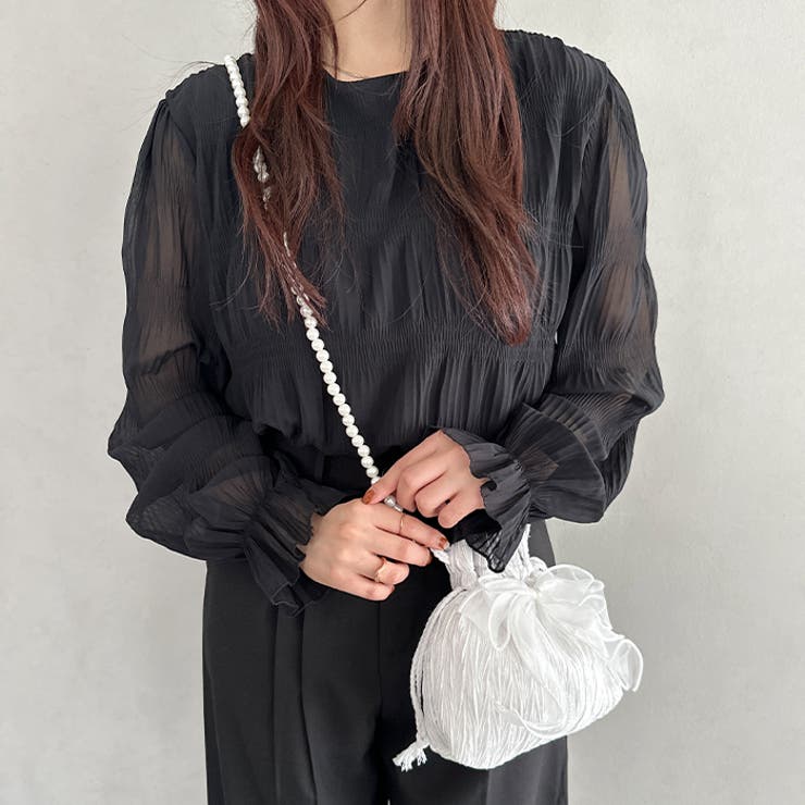 リボン付きパール２WAYショルダーパーティー巾着バッグ | Outfitter lab | 詳細画像12 