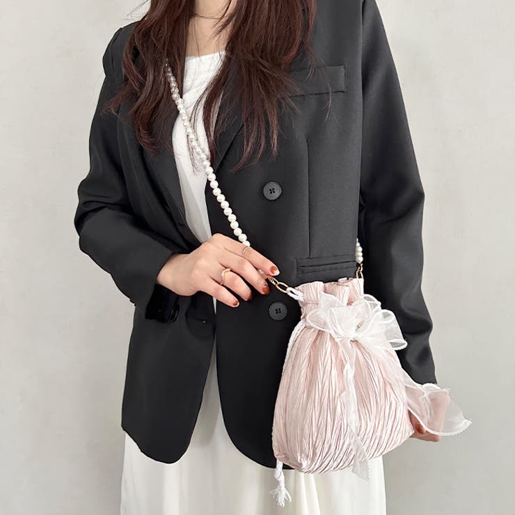 リボン付きパール２WAYショルダーパーティー巾着バッグ | Outfitter lab | 詳細画像19 