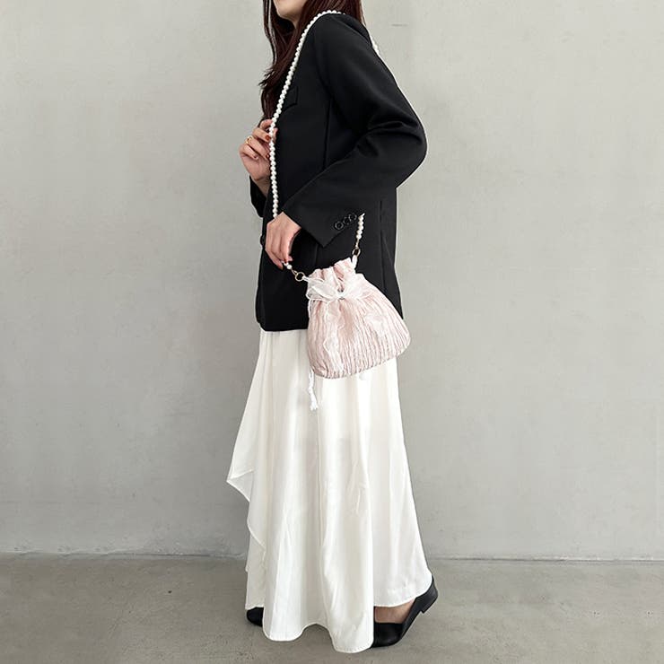 リボン付きパール２WAYショルダーパーティー巾着バッグ | Outfitter lab | 詳細画像21 