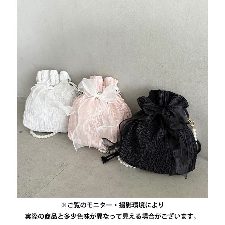 リボン付きパール２WAYショルダーパーティー巾着バッグ | Outfitter lab | 詳細画像27 