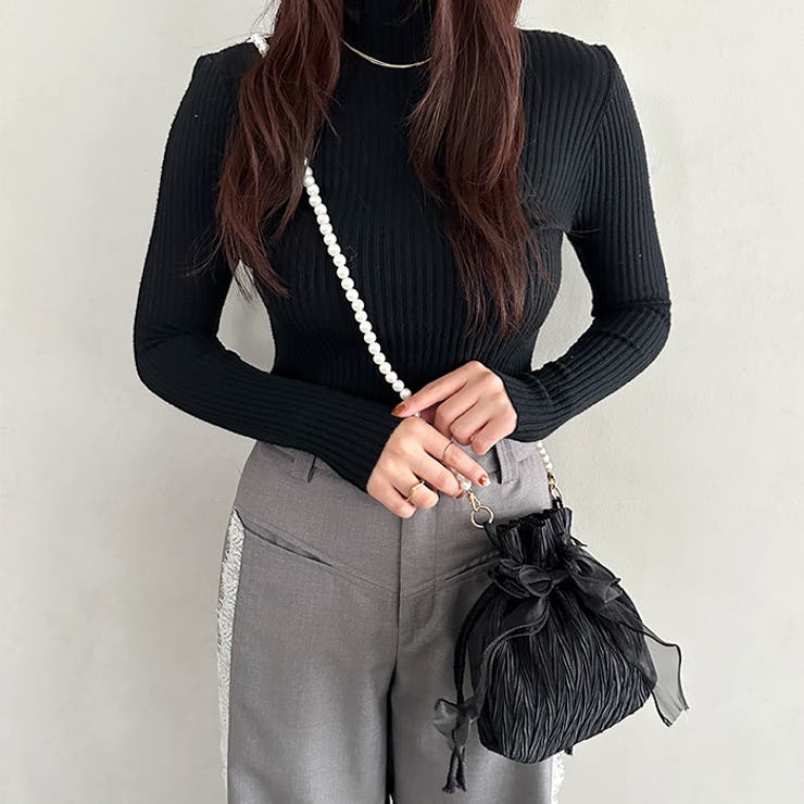 リボン付きパール２WAYショルダーパーティー巾着バッグ | Outfitter lab | 詳細画像7 