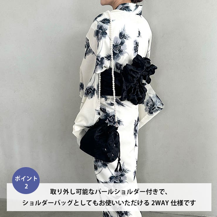取り外し可パールショルダー付き浴衣巾着 | Outfitter lab | 詳細画像3 