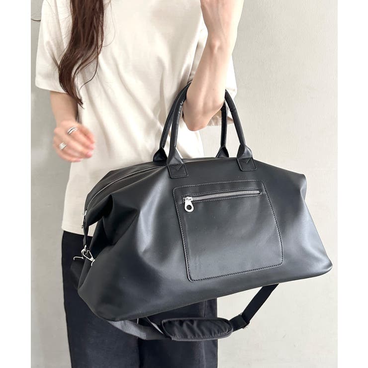ブラック | ファスナー付き大容量ボストンバッグ トラベルボストンバッグ 2WAYボストン | Outfitter lab