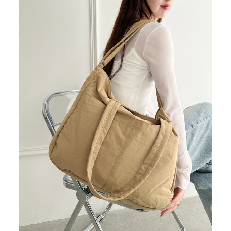 ベージュ | 【マザーズバッグ】 A4収納可 軽量２WAYナイロントートバッグ | Outfitter lab