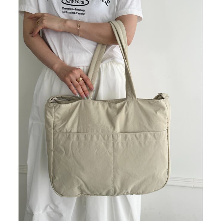 ライトベージュ | 【マザーズバッグ】 A4収納可 軽量２WAYナイロントートバッグ | Outfitter lab