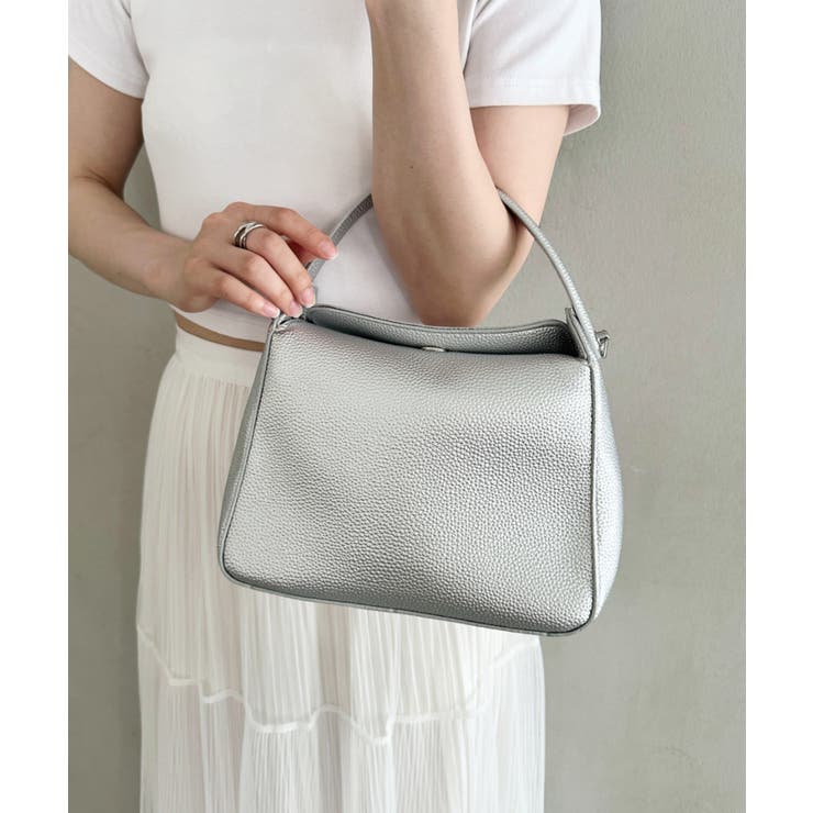 シルバー | 2ハンドルPUミニスクエアバッグ | Outfitter lab
