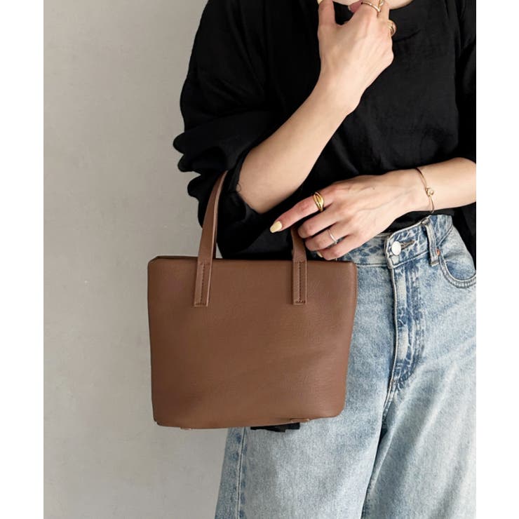 ブラウン | PUスクエアミニハンドバッグ ミニトートバッグ | Outfitter lab