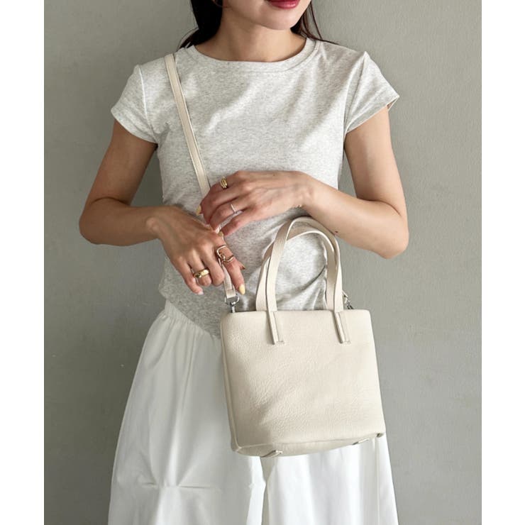 アイボリー | PUスクエアミニハンドバッグ ミニトートバッグ | Outfitter lab