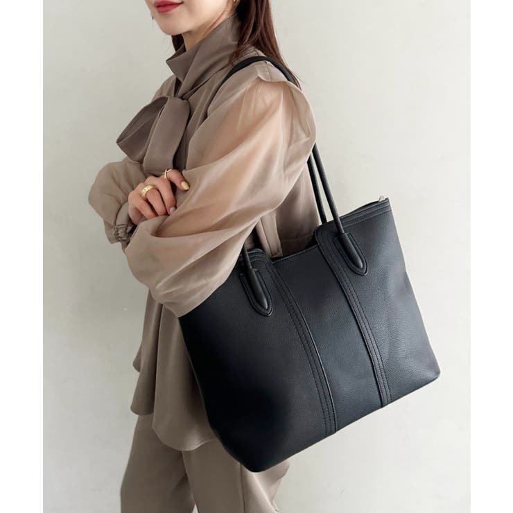 ブラック | 【A4収納可】通勤にぴったり PUクラシックトートバッグ | Outfitter lab