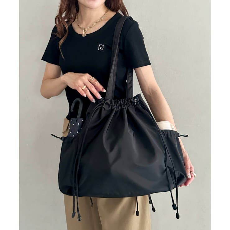 ブラック | 【A4収納可】ポケット多数 2WAYデザインギャザートートバッグ マザーズバッグ | Outfitter lab