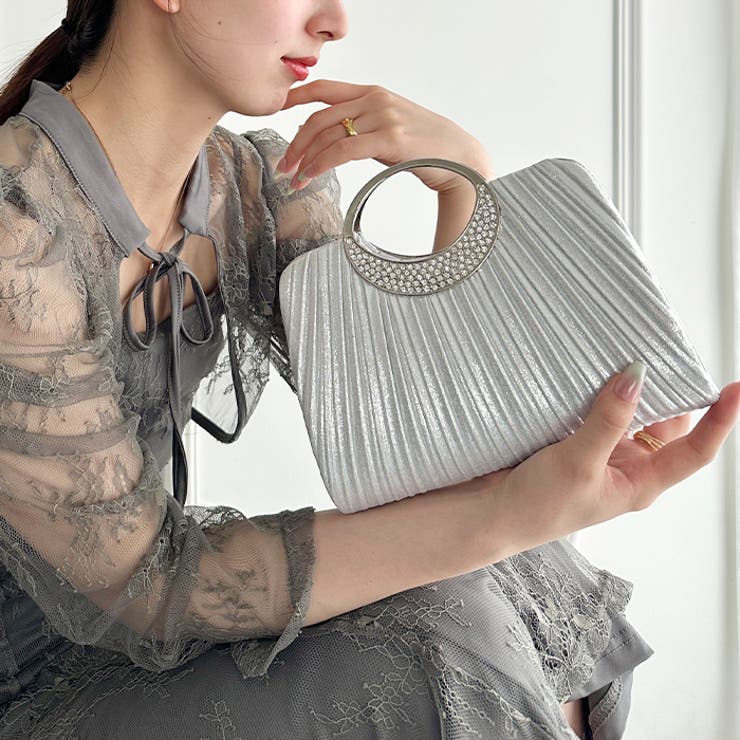 プリーツコンパクトハンドバッグ パーティーバッグ 結婚式パーティーお呼ばれオケー… | Outfitter lab | 詳細画像12 
