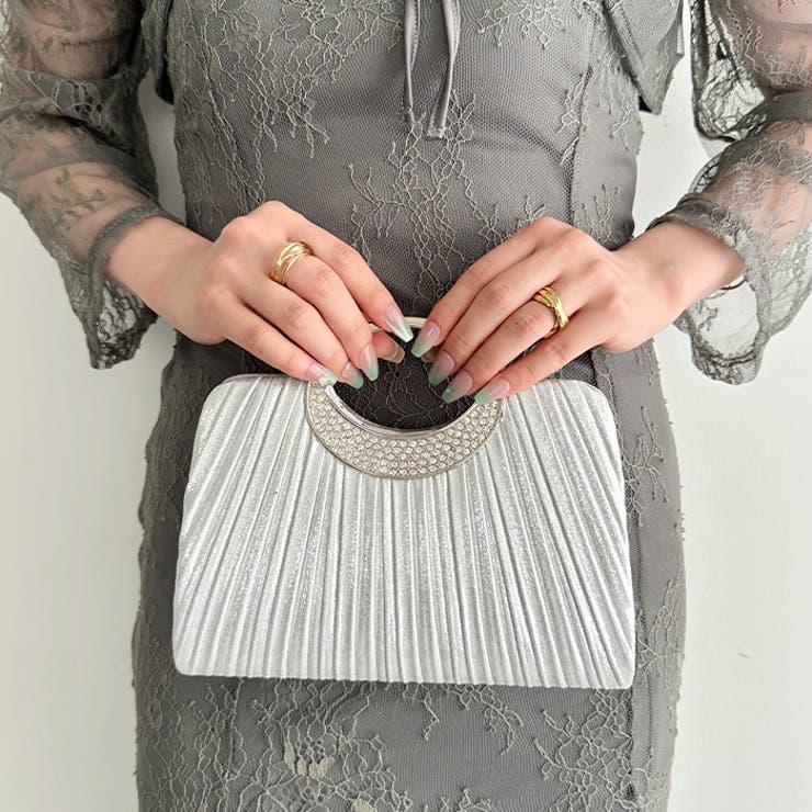 プリーツコンパクトハンドバッグ パーティーバッグ 結婚式パーティーお呼ばれオケー… | Outfitter lab | 詳細画像13 