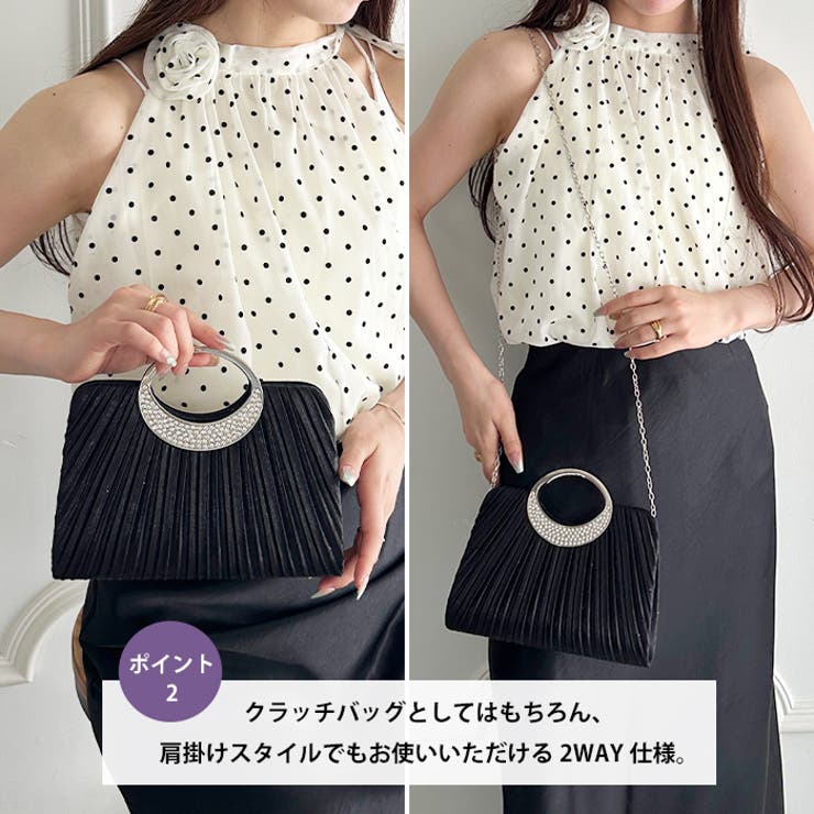 プリーツコンパクトハンドバッグ パーティーバッグ 結婚式パーティーお呼ばれオケー… | Outfitter lab | 詳細画像3 
