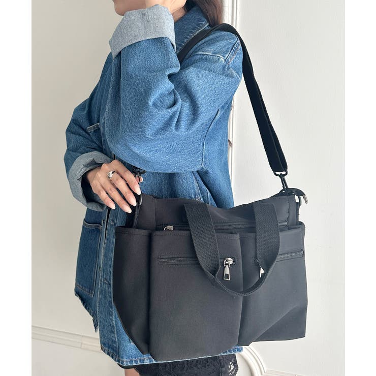 ブラック | 9ポケットハンドバッグショルダーバッグ2WAY仕様マザーズバッグ | Outfitter lab