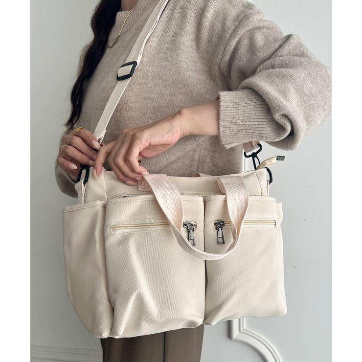 アイボリー | 9ポケットハンドバッグショルダーバッグ2WAY仕様マザーズバッグ | Outfitter lab