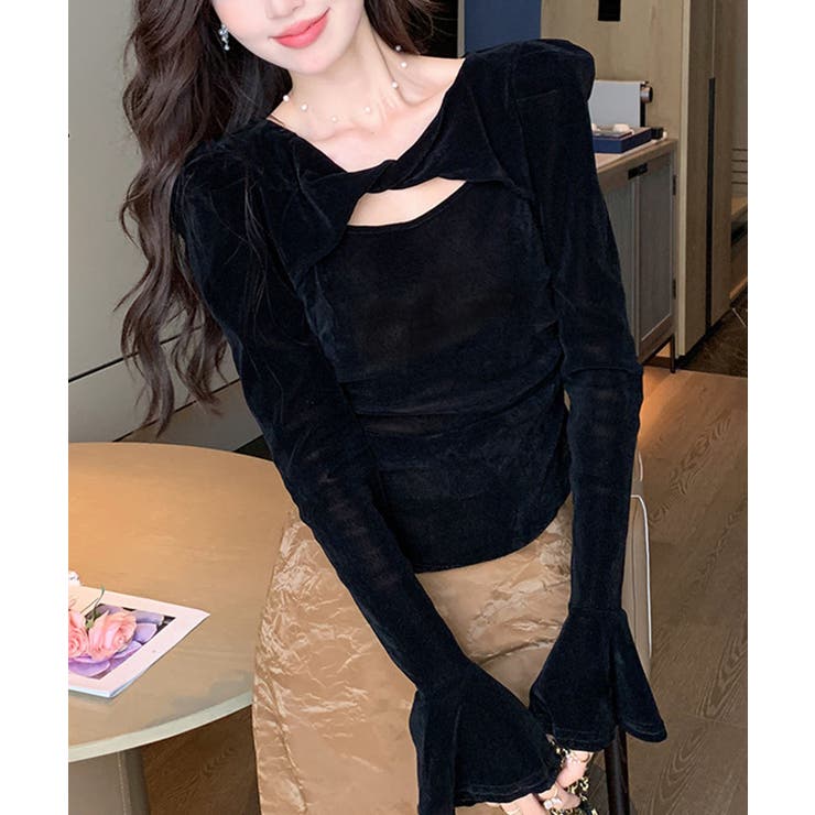 ブラック | ベロアクロストップス | Outfitter lab