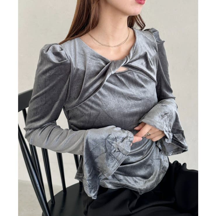 グレー | ベロアクロストップス | Outfitter lab