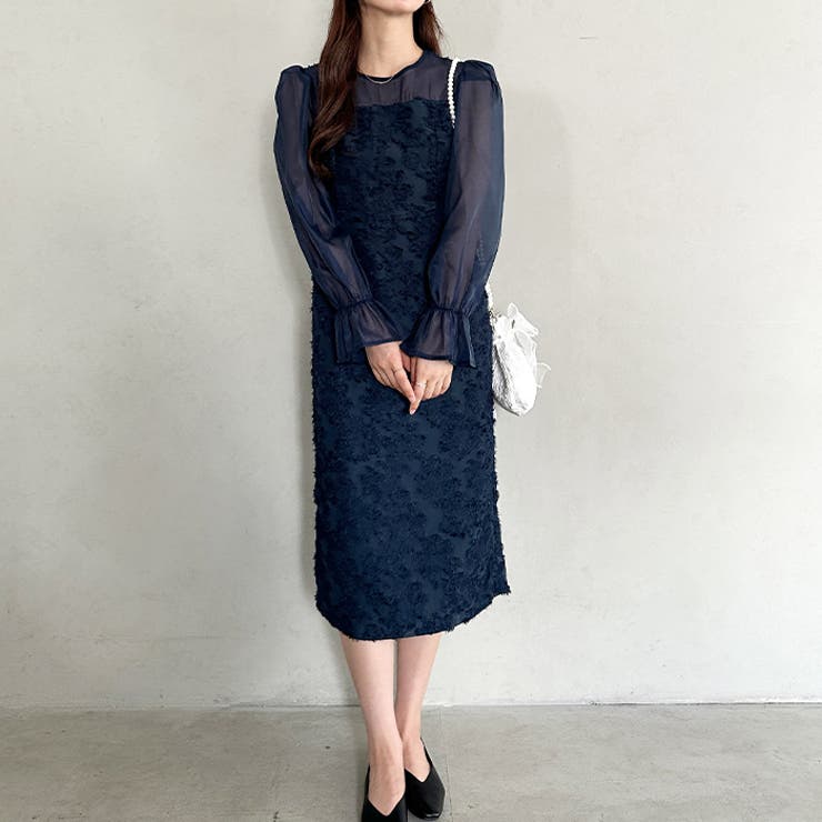 ラウンドネックシアーロングワンピース ドレス | Outfitter lab | 詳細画像26 