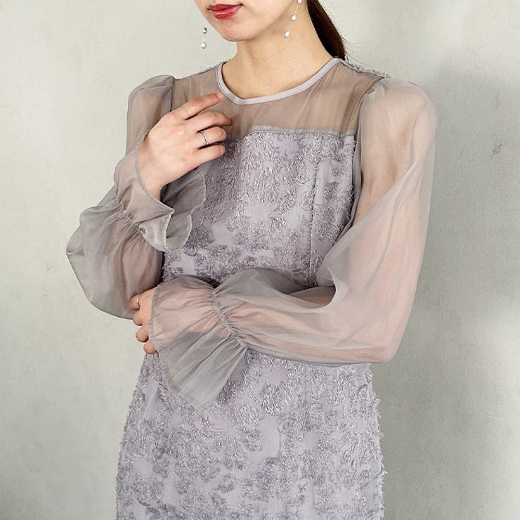 ラウンドネックシアーロングワンピース ドレス | Outfitter lab | 詳細画像29 