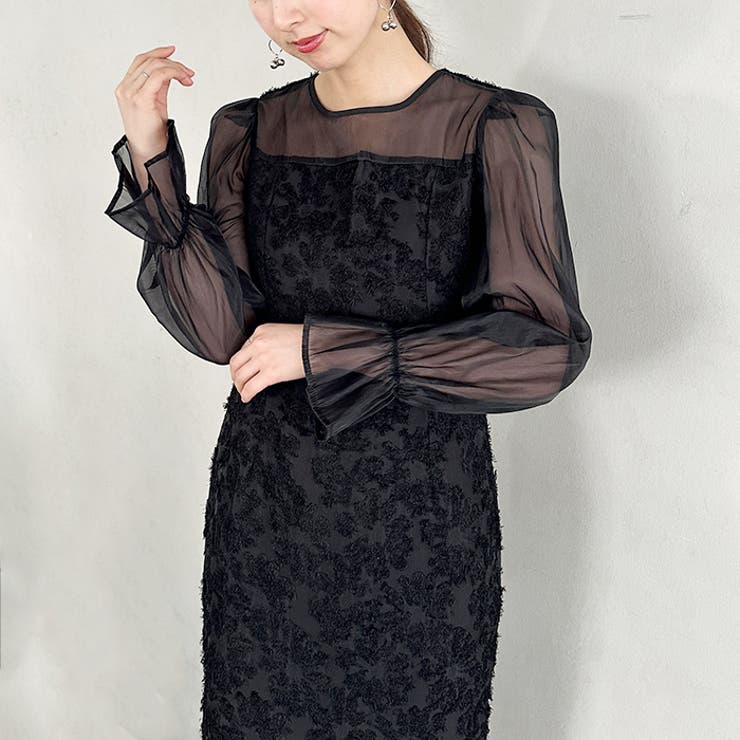 ラウンドネックシアーロングワンピース ドレス | Outfitter lab | 詳細画像5 