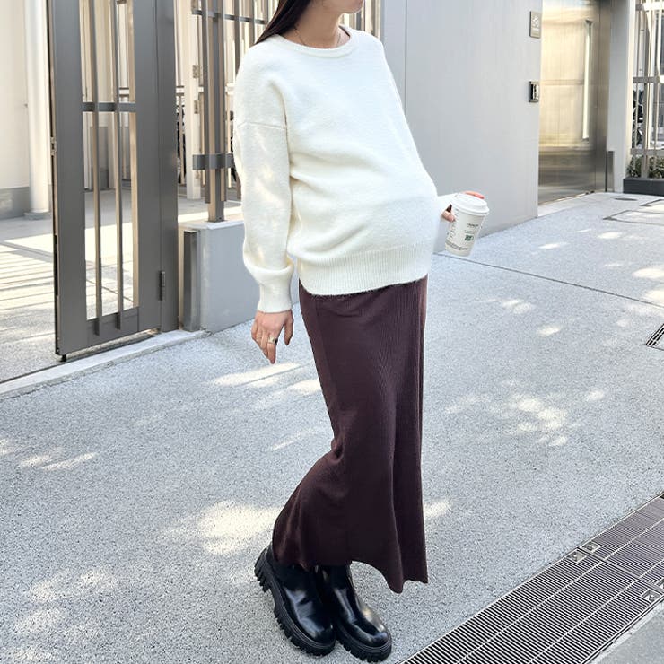【マタニティ】セルフカットリブタイトロングスカート ウエストゴムスカート | Outfitter lab | 詳細画像12 