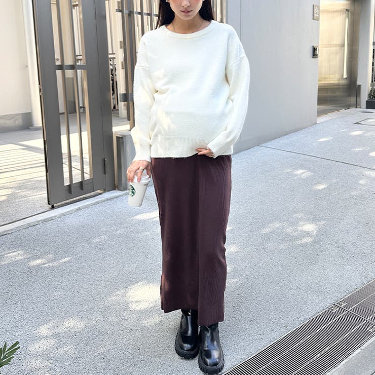 【マタニティ】セルフカットリブタイトロングスカート ウエストゴムスカート | Outfitter lab | 詳細画像14 