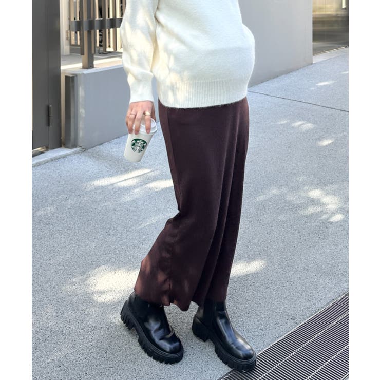 ブラウン | 【マタニティ】セルフカットリブタイトロングスカート ウエストゴムスカート | Outfitter lab