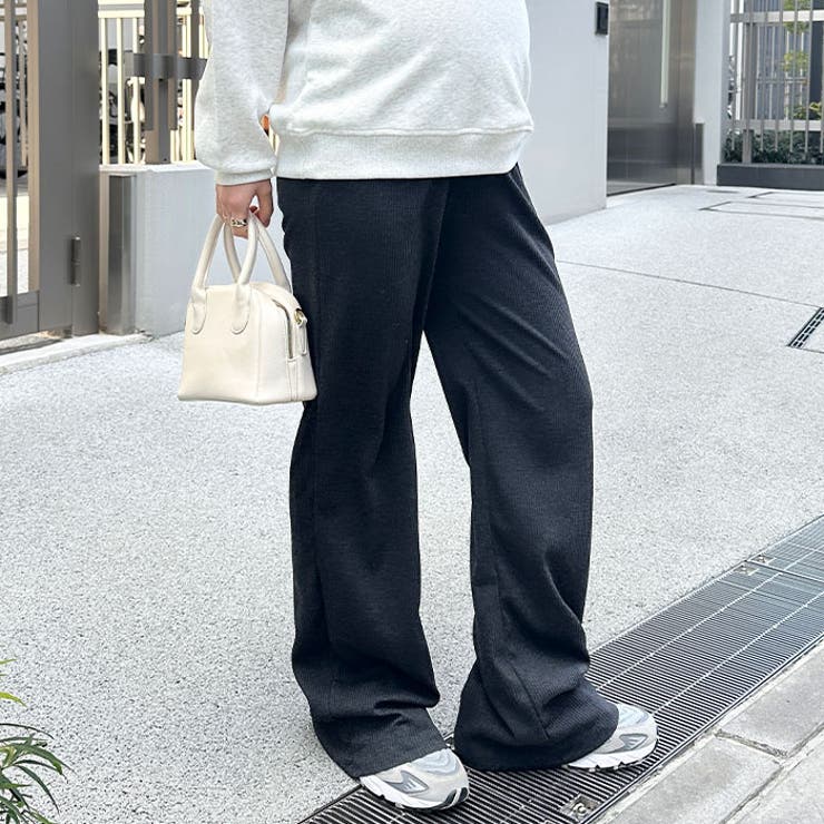 【マタニティ】セルフカットリブストレートパンツ 楽々パンツ ウエストゴムパンツ | Outfitter lab | 詳細画像11 