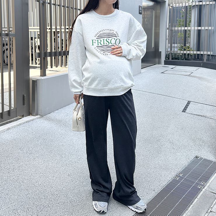 【マタニティ】セルフカットリブストレートパンツ 楽々パンツ ウエストゴムパンツ | Outfitter lab | 詳細画像14 