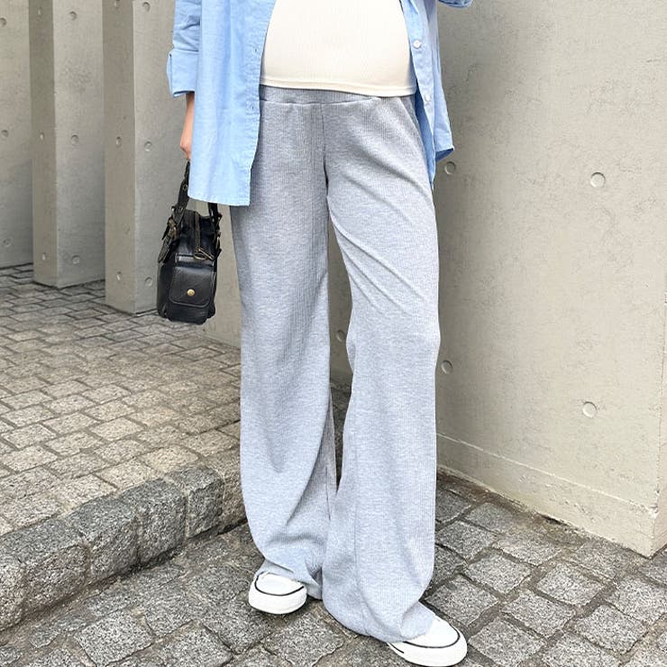 【マタニティ】セルフカットリブストレートパンツ 楽々パンツ ウエストゴムパンツ | Outfitter lab | 詳細画像15 