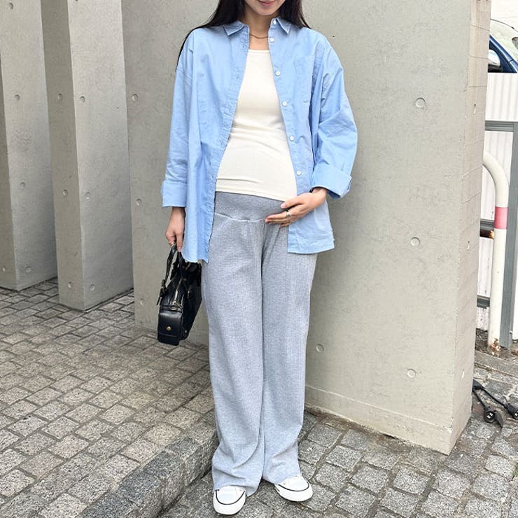 【マタニティ】セルフカットリブストレートパンツ 楽々パンツ ウエストゴムパンツ | Outfitter lab | 詳細画像17 