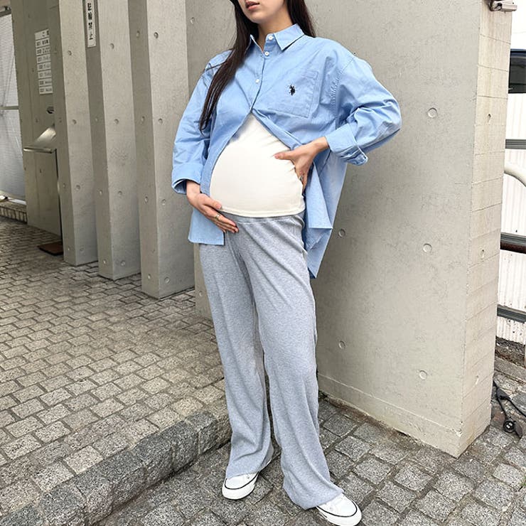 【マタニティ】セルフカットリブストレートパンツ 楽々パンツ ウエストゴムパンツ | Outfitter lab | 詳細画像19 