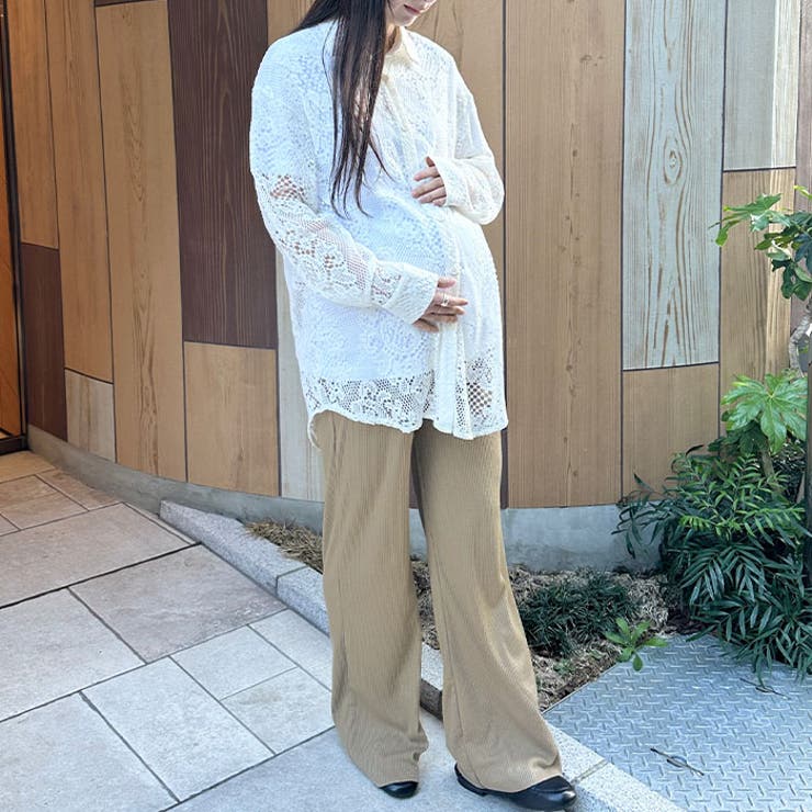 【マタニティ】セルフカットリブストレートパンツ 楽々パンツ ウエストゴムパンツ | Outfitter lab | 詳細画像22 