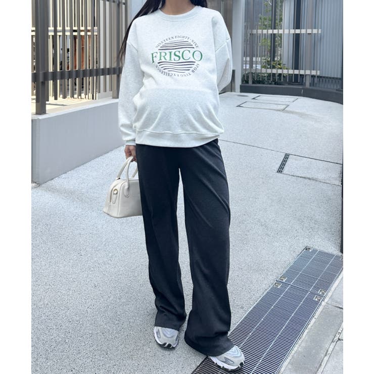 チャコールグレー | 【マタニティ】セルフカットリブストレートパンツ 楽々パンツ ウエストゴムパンツ | Outfitter lab