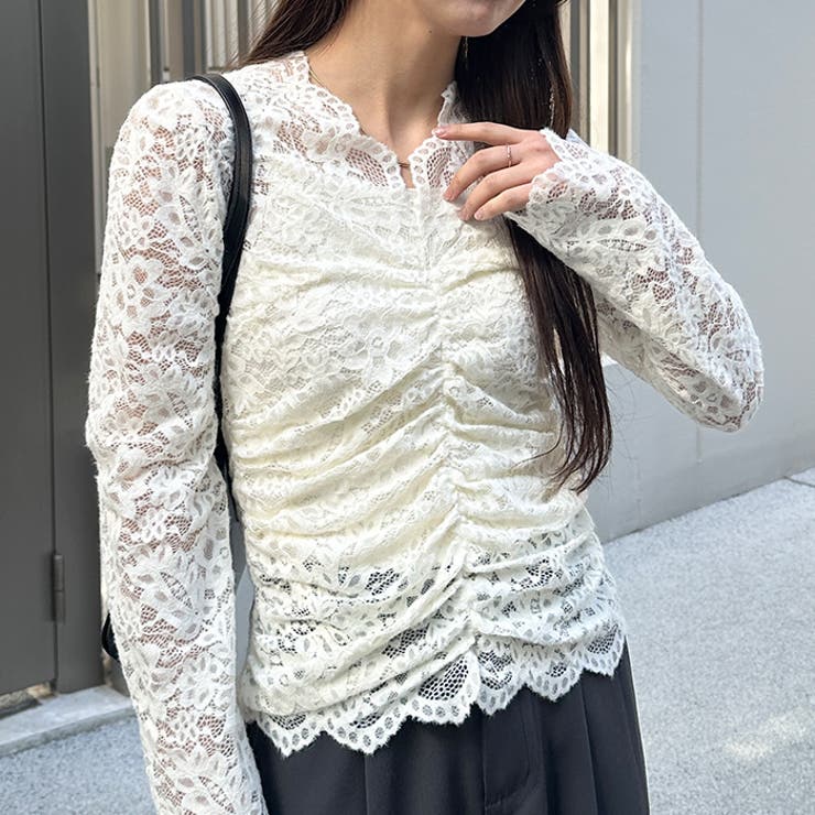 花柄レースVネックカットソー | Outfitter lab | 詳細画像11 