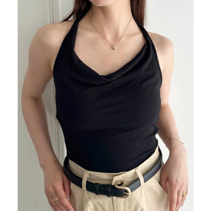 ブラック | カップ付きドレープタンクトップ | Outfitter lab
