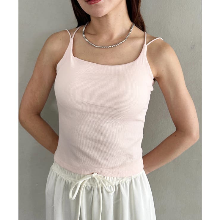 ピンク | カップ付きスパゲッティストラップキャミソール | Outfitter lab