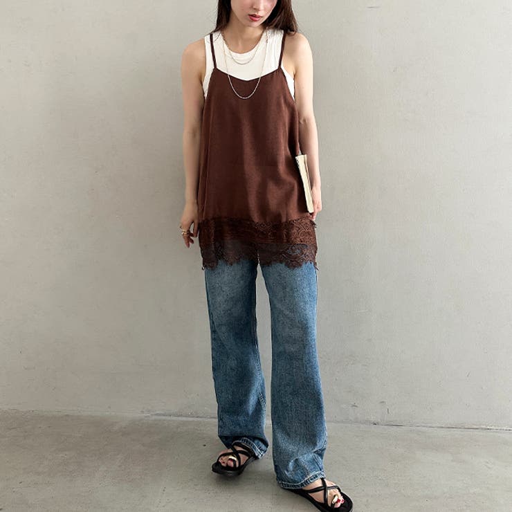 サテン裾レース レイヤードキャミソール | Outfitter lab | 詳細画像19 