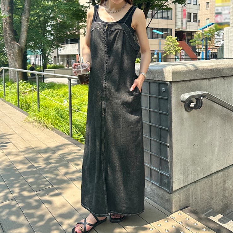 高身長さんも嬉しい♪LONGサイズ展開有 フロントジップデニムロングジャンバース… | Outfitter lab | 詳細画像11 