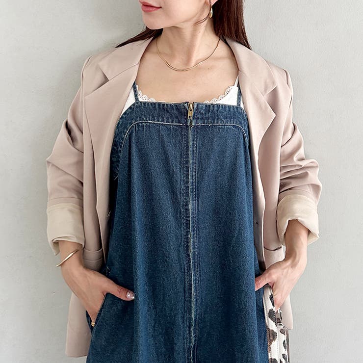 高身長さんも嬉しい♪LONGサイズ展開有 フロントジップデニムロングジャンバース… | Outfitter lab | 詳細画像9 